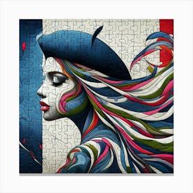 Abstract Puzzle Art French woman Canvas Print
