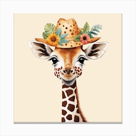 Floral Baby Giraffe Nursery Illustration (24) 1 Canvas Print