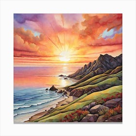 Sunset At The Beach 3 Canvas Print