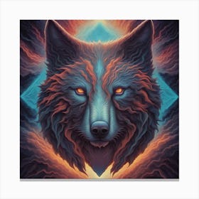 A Colorfull Wolf Head Converting To Energy And Thunder Centered Symmetry Painted Intricate Volumet 593268619 Canvas Print