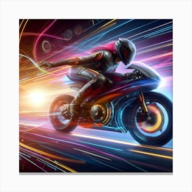 Futuristic Motorcycle Rider t- shirt 1 Canvas Print