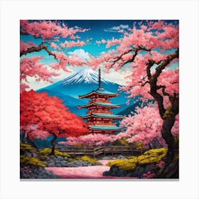 Japanese Sakura In Mountain 17 Canvas Print