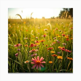 Wildflowers In A Field Canvas Print