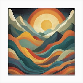 Flowing Forms Mountain Sun Art Print 1 Canvas Print