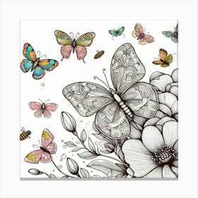 Line Art butterfly 6 Canvas Print