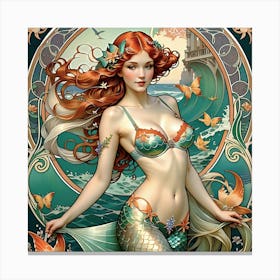 Mermaid And Butterflies Version 2 Canvas Print