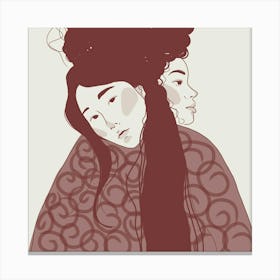 Portrait Of Two Women Canvas Print