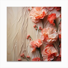 Pink Poppy Flowers On Wooden Background Canvas Print