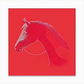 Horse Head On Red Background Canvas Print