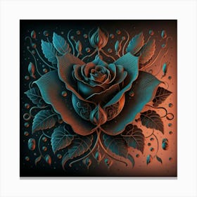 Stylized and intricate geometric black rose 2 Canvas Print