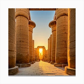 Egyptian Temple At Sunset Canvas Print