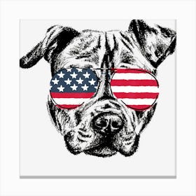 Trending American Pitbull American Flag 4th Of July Canvas Print