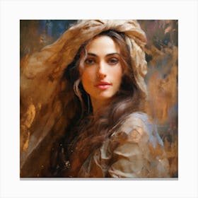 Woman With A Head Scarf Canvas Print