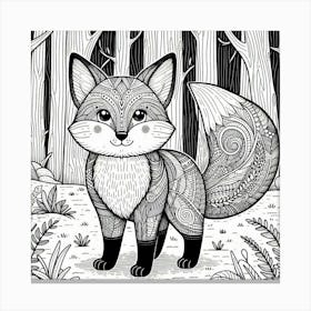 Line Art fox 2 Canvas Print