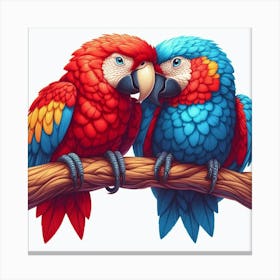 Line Art a pair of parrots 3 Canvas Print