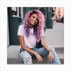 Girl With Purple ombré Hair Canvas Print