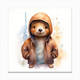 Watercolour Cartoon Platypus In A Hoodie Canvas Print