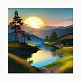 Sunset By The River 4 Canvas Print