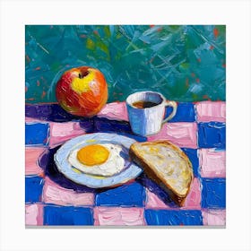 Continental Breakfast Pastel Checkerboard 4 Canvas Print