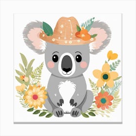 Floral Baby Koala Nursery Illustration (4) Canvas Print