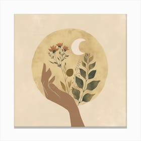 Boho Hand And Moon 5 Canvas Print