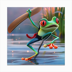Frog In Water Canvas Print