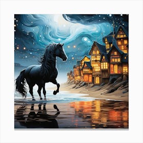 Horse In The Night Canvas Print