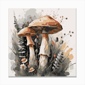 Mushrooms In The Meadow Canvas Print