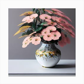 Pink Flowers In A Vase Canvas Print