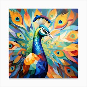 Cubism Art, Peacock 3 Canvas Print