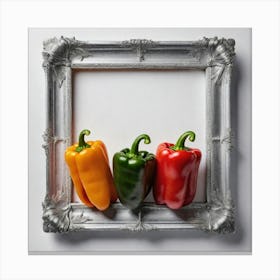 Three Peppers In A Frame 1 Canvas Print