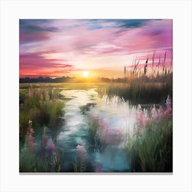 Sunset In The Marsh Canvas Print