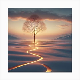 Lone Tree In The Snow 2 Canvas Print