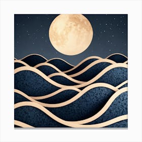 Moon And Waves 68 Canvas Print