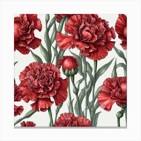 Red Carnations Seamless Pattern Canvas Print