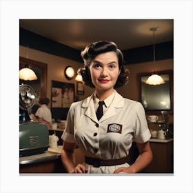 Woman In A Cafe Canvas Print