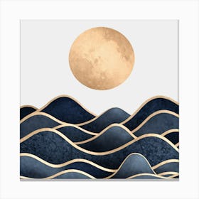 Moon And Waves 2 Canvas Print