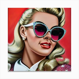 Pop art, textured canvas, limited, Retro Hollywood "plastic" 4/10 Women In Sunglasses Canvas Print