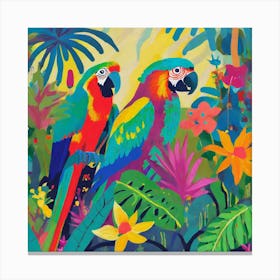 Parrots In The Jungle 8 Canvas Print