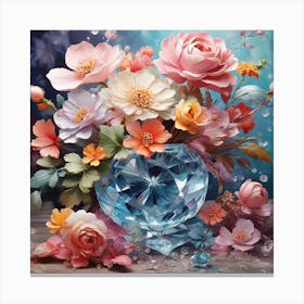 Diamond Vase With Flowers Canvas Print