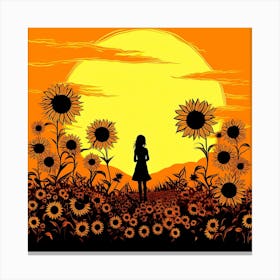 Sunflowers In The Field Canvas Print