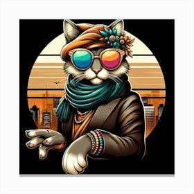 Hipster Cat Canvas Print