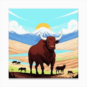 Bull In The Field Canvas Print