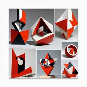 Collage Of Geometric Sculptures Canvas Print