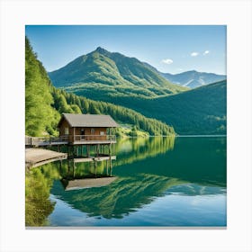 Cabin On A Lake Canvas Print