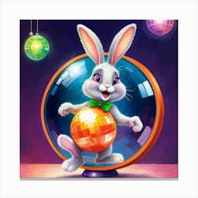 Rabbit In A Disco Ball Canvas Print