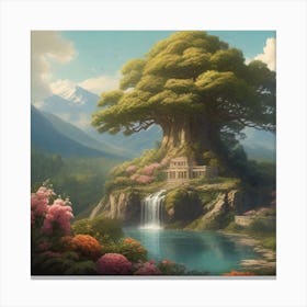 One Tree On The Top Of The Mountain Towering 4 Canvas Print