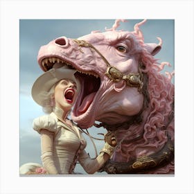 Surreal Woman With Pink Gragon Ai Art Depot 6 Canvas Print