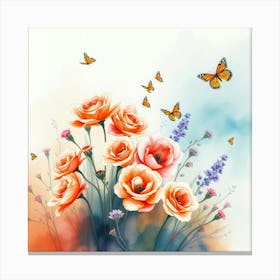 Roses And Butterflies 9 Canvas Print