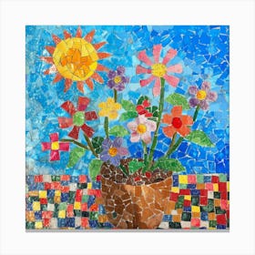 Mosaic Flower Pot Canvas Print